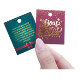 25un Mini Tag Natal Boas Festas Hot Stamping Dourado
