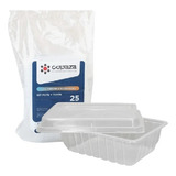 25unid Embalagem Microondas E Freezer 500ml Marmita Fitness