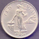 2791 Filipinas 10 Centavos 1964
