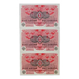 2836 Áustria Set 03 Cédulas 1 Krone Unc 1915 19