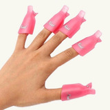 2cx Com 20 Clip Silicone P Remover Esmalte Polonês Dedeiras Cor Rosa