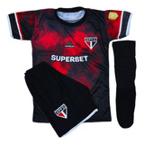 2kit Conjunto Do São Paulo Infantil Camisa E Short Meião