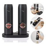 2pc Moedor De Sal E Pimenta Automático Com Base Recarregável