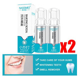 2pcs Oral Care Creme Dental Com Espuma Clareamento Instantân