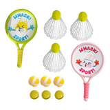2pcs Crianças Badminton Raquetes Set Contém 9 Bolas