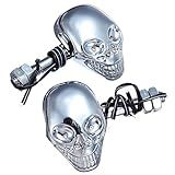 2pcs Sinalizador De Giro De Cabeça Do Crânio 12V Sinais De Giro Piscando Luzes De Motocicleta LED Indicador Traseiro Indicador Luz Da Luz Amarela Silver Yellow