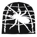 2THESTARS Gorros Y2K Gorro Gráfico Y2K Design De Aranha De Crochê Tricotado Para Calor Conforto E Sensação Macia Aranha Aranha Preta M