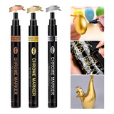 2un Caneta Marcador Liquid Chrome Paint Marker Cromo Líquido Cor Prata