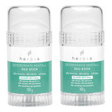 2un Desodorante Krystall Stick Sensitive Herbia 100g Vegano Fragrância Sem Fragrância