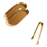 2unid Bandeja Cirúrgica Inox Dourada Classic Ouro Brinde