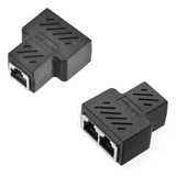 2x Adaptador Duplicador Para Cabo Rede Fêmeas Entradas Rj45