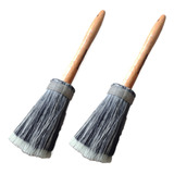 2x Broxa Redonda Cabo Madeira Damasfios Brocha P/ Pedreiro