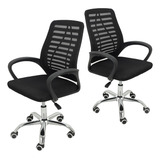 2x Cadeira De Escritório Mesh Ergonômica Bestchair Home Offi Cor Preto