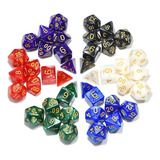 2x Conjuntos (7 Dados Cada) Rpg Perolados Várias Cores D&d