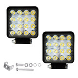 2x Farol Auxiliar Veículos 16 Led 48w Dual Fase 12v 24v