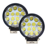 2x Farol De Milha 14 Leds 42w 12v/24v Redondo Off-road 6000k