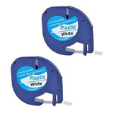 2x Fita Plástica Compatível Dymo Letratag 12mm Branca 91201