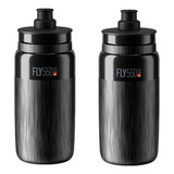 2x Garrafa Caramanhola Bike Elite Fly Tex 550ml - Preto