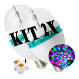 2x Lampada Led Giratoria Colorida Rgb Balada Decoração Festa