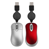 2x Mini Usb Wired Mouse Cabo Retrátil Minúsculo Mouse Pequen