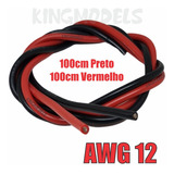 2x Mts Fio Siliconado Awg 12 Alta Descarga Vermelho / Preto