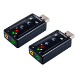2x Placa De Som Usb Externa Adaptador Audio 7.1 Pc Notebook