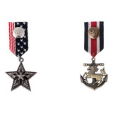 2x Retro Medalha Emblema Marinha Broche