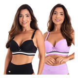 2x Sutiã Bojo Bolha P/m Casquinha G/gg Microfibra Canelada