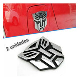 2x Adesivo Emblema Transformers Autobot Cromado Camaro Kit