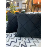 2x Capa Almofada Suede Aveludada Drapeada 45x45 Decor Cores Drap Preta