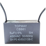 2x Capacitor De Partida 5uf 450vac 2 Fios 2 Peças