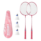 2x Conjunto De Raquete De Badminton 2 Jogador Raquete Rosa