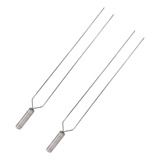 2x Espeto Duplo Inox 50cm Cabo Revestido Alumínio Churrasco