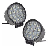 2x Farol De Milha 14 Led 42w 12v 24v Redondo Trator Agricola
