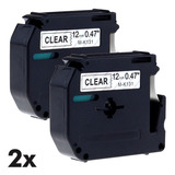 2x Fitas Mk 131 Compativel P Rotulador Brother 12mm Incolor Cor Letra Preta Fita Incolor