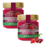 2x Geléia Cereja Morango Sem Açúcar 100 Fruta Puro Leve