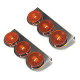 2x Lanterna 3 Marias Suporte Inox   Led Bivolt Ø65mm Laranja