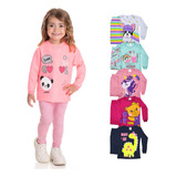 2x Pijama Infantil Menina Inverno Pijama Feminino Algodão