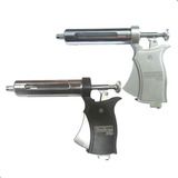 2x Pistola Veterinária Automática Vacinar Gado Preta Prata