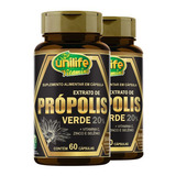 2x Própolis Verde 60 Cápsulas 500mg Unilife Vitamins Sabor Sem Sabor