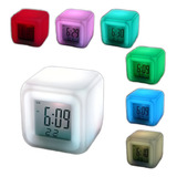 2x Relógios Despertador Digital Cubo Led Colorido 7 Cores