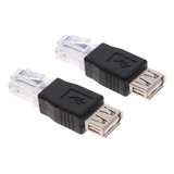 2x Rj45 Macho Para Usb2 0 Fêmea Adaptador Plug Socket