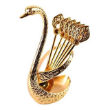2x Suporte Base Cisne Com 6 Colheres Para Sobremesa Mexendo