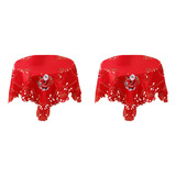 2x Toalha De Mesa Bordada De Natal Mesa Redonda Oca
