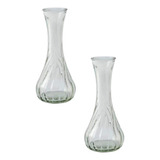 2x Vasos De Vidro Solitário Transparente Centro De Mesa 16cm