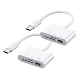2×adaptador Hub Otg Usb Cartão Memoria Tf Cf Tipo C