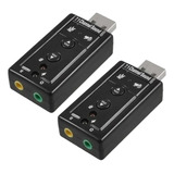 2×adaptador Placa Som Usb 7 1 Adaptador Áudio Notebook Pc