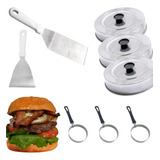 3 Abafador Hamburguer Espátulas Curva Reta 3 Modelador Ovos 
