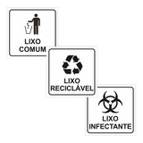 3 Adesivos Lixo Infectante Reciclável Comum Lixeira 15x15cm