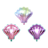 3 Balões Metalizado Modelo Concha Fundo Do Mar 45cm Balão